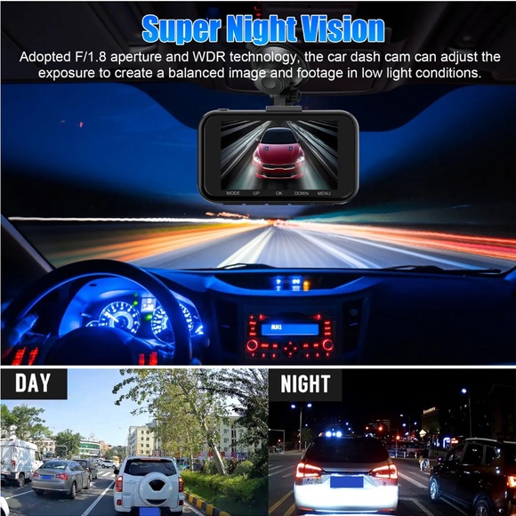 4K HD 1080P DVR Car Dual Lens Dash Cam Front/Rear Video Recorder Cam Gsensor New - Picture 5 of 15